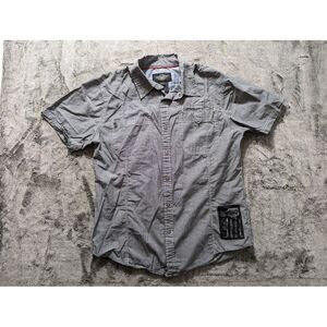 Harley Davidson Short Sleeve Snap Up Shirt Men's Size Large Gray
